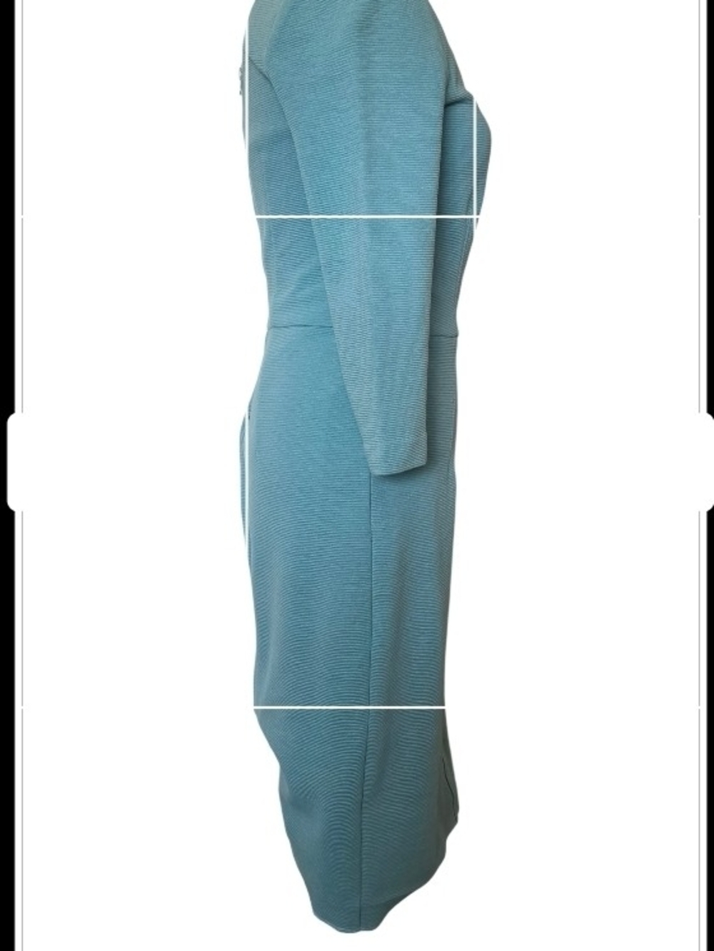 Boden Teal Cotton Blend Tailored Textured Midi Sheath Dress - Picture 3 of 9